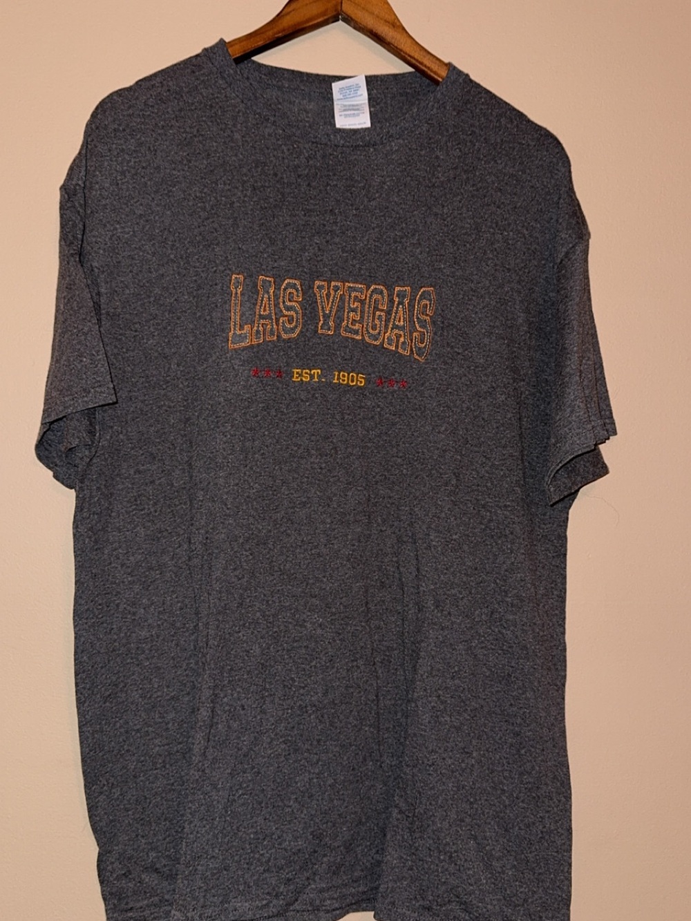 Las Vegas Embroidered Short Sleeve Graphic Tee - Charcoal Grey